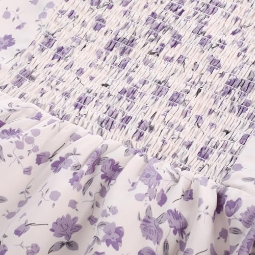 Image of Belle Poque Women's Vintage Square Neck Dress 2026 Summer Short Sleeve Layered Tiered Ruffle A-line Swing Midi Dress