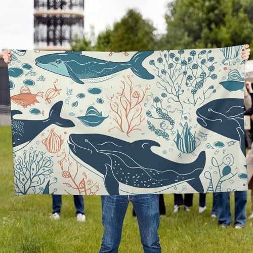 Drapeau baleine sous-marine en polyester robuste contre déchirure - 6