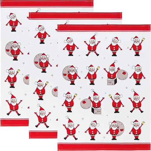 Erwin Müller Geschirrtuch 3er-Pack Baumwolle Santa Claus Größe 50x70 cm