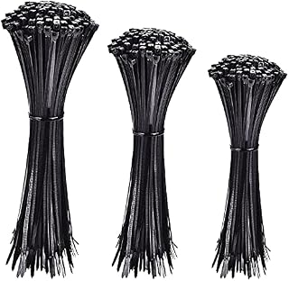 Aunly 300 Pack Cable Ties, Nylon PA66 Zip Ties for Home Office, Garden, Garage and Workshop, Multi-Pack Plastic Tie Wraps (100mm x 2.5, 200mm x 2.5, 300mm x 3.6) (Black)