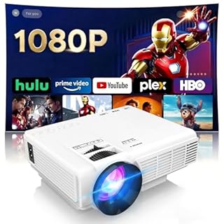 【Projector Screen Included】 1080P Mini Projector with Two-Way Bluetooth, 50% Zoom, Portable Outdoor Movie Projector, Compatible with TV Stick, Video Games, HDMI, USB, Smartphone