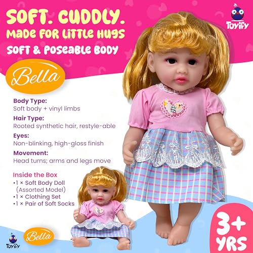 Image of Bella Doll 12-Inch Big Size Lifelike Baby Girl Toy Doll - Soft Vinyl, Realistic Hair & Cute Dress playset for Kids | Toys for Girls | Dolls for Girls