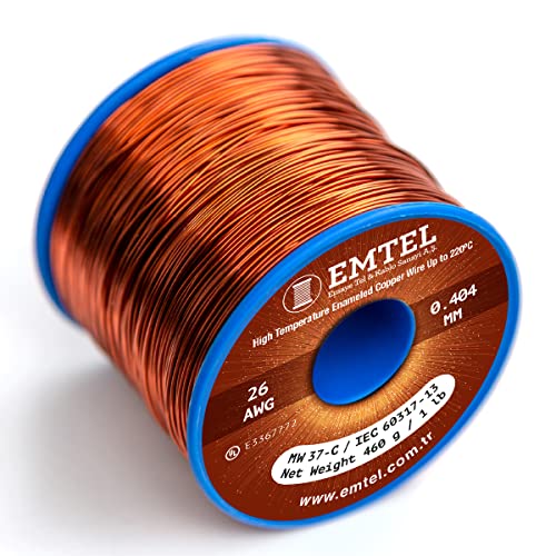 Emtel 26 AWG Magnet Wire - 1 lb Enameled Copper Winding Wire