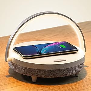 LED Night Lamp, EZVALO Music Bedside Lamp with Wireless Charger, 4 in 1 Touch Lamp, Portable Bluetooth Speaker, Phone…