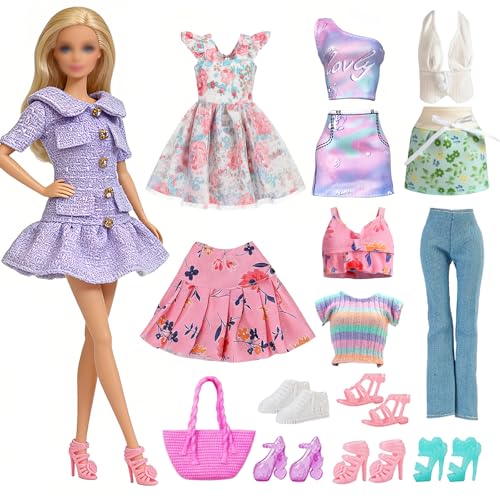 16 Fashion Puppen Kleidung Kompatibel mit 11 5 Zoll Puppen 2 Kleider 2 Halblange Röcke 3 Oberteile 1 Hose 1 Badeanzug 1 Tasche 5 Paar Schuhe für 11 5 Zoll Mädchen Puppen