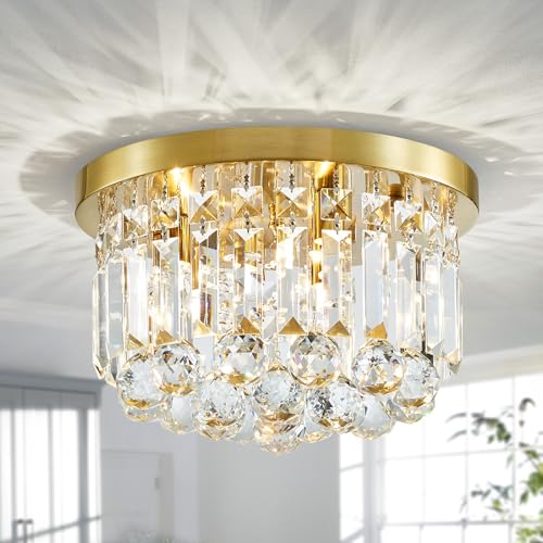 SHRINE LUMINAIRE DE PLAFOND LIGHTING Lustre en cristal, style moderne, plafonnier semi-encastré parfait pour espace de vie, D30 x H24 cm, douille G9*3...