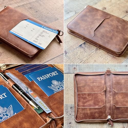 Personalized Leather Passport Holder, Handmade Travel Wallet with Card Slots, Pen Slot | Protector, Custom Engraved Passport Case for Men, Women or Family Organizer4