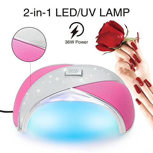 Cris Nailsu00ae Lampara 36W LED Secador de Uñas para Manicura Gel Esmalte Permanente Semipermanente (Rosa)