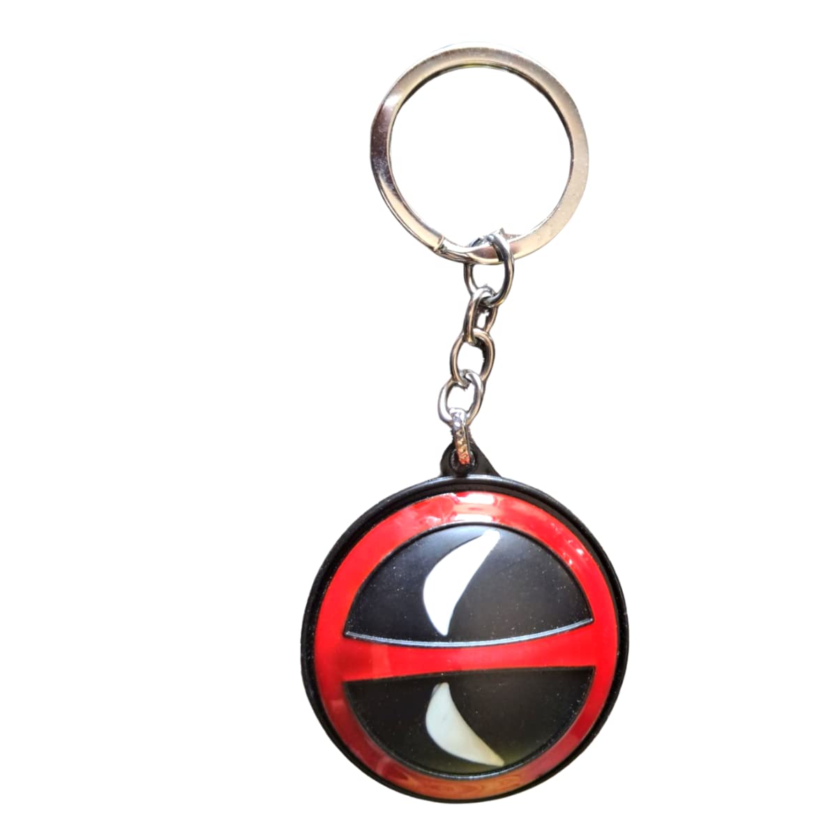 AANIJ® Deadpool Keychain face Black with White Eye Locking Key Chain, Rotating Logo Metal keychain (Red and Black, Pack of 1)