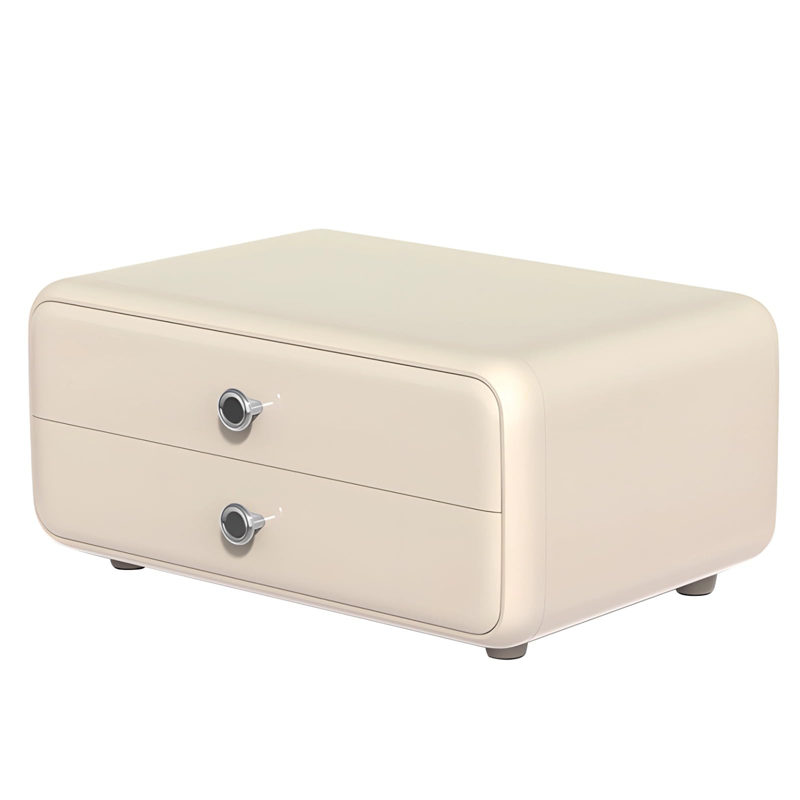 Kosmetik-Organizer mit 2 Schubladen, cremegelber Ablageorganizer für die Arbeitsplatte, minimalistischer Bad-Organizer für Badzubehör, runde Griffe und rutschfeste Pads, Geschenkidee