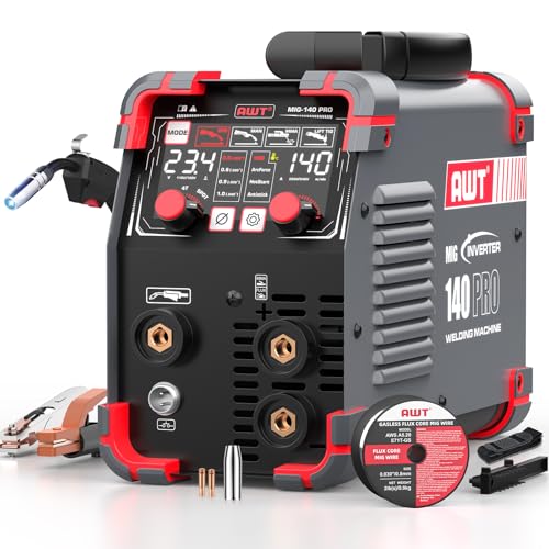 Image of AWT LED Digital Display 140Amp MIG Welder Flux Core MIG Welder/Stick/Lift TIG 3 in 1 Welding Machine,Welder Machine 110V With Synergy IGBT Inverter, Portable Gasless Welder Equipment