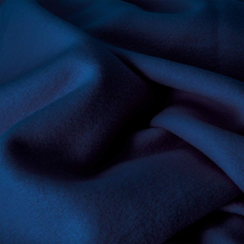 Image of 220 GSM Polar Fleece Double Bed Lightweight Plain Blanket for All Season Travel & Camping, 90x90Inch, Blue