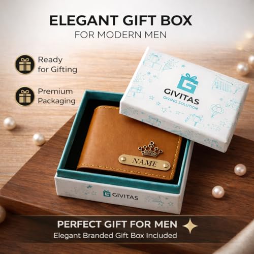 Image of Customized Wallet for Men with Name & Charm (Tan) | Personalised Stylish Leather Wallet for Boy | Personalized Unique Gift with Card Slots & Cash Compartment for Boys, Employees