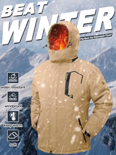 Image of QPNGRP Mens Waterproof Fleece Ski Jacket Windproof Winter Snow Coat