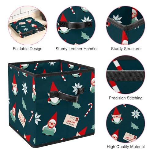 Boîte de rangement pliable motif Noël en tissu avec poignées - 5