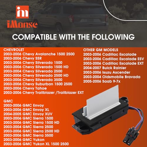 Image of AC Blower Motor Resistor Blower Control Module Compatible with 2003-2007 Chevrolet Silverado Avalanche Suburban Tahoe, GMC Sierra Envoy Yukon, Replace 15-80567 89018778 4P1516