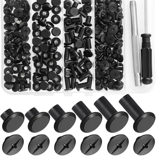 YORANYO 100Sets Black Chicago Screws Leather Rivets Kit for Fabric