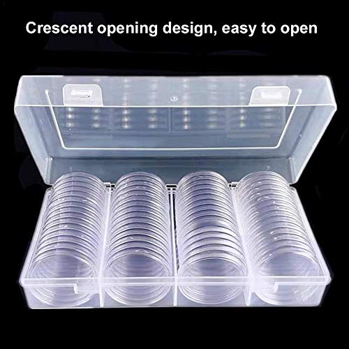 Purebesi Boite Monnaie Collection Plastique, 60 Pcs 40mm Transparent Support De Monnaie Présentoirs, Boîte De Rangement pour PiÈCes De Monnaie Trendy