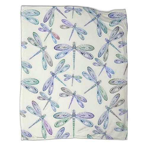 Plaid de salon libellule 127x152cm couverture microfibre
