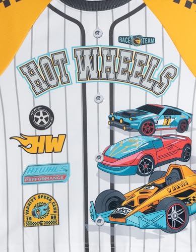 Hot Wheels Big Boys Mesh Baseball Jersey Athletic T-Shirt and Shorts Outfit Set Golden Yellow/Gray 10-12 - image 4