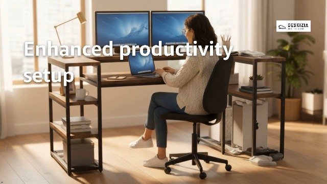 DESKIZIA Computer Desk with Storage Shelves, 160 cm Long Home