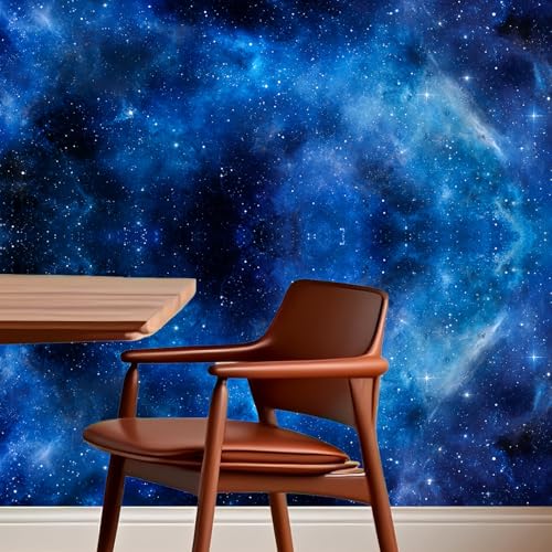 Image of Nuxovilar Dark Blue Galaxy Marble Wallpaper Peel Stick 15.75x39.37