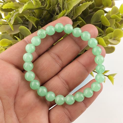 Anagha Jewels Natural Green Jade Gemstone Handmade 8mm Round Beaded Stretch Bracelet 7.5" Unisex, Energy Power Crystal Chakra Reiki Healing Elastic Bracelet, Jade Jewelry Bracelet, Good Luck Bracelet4