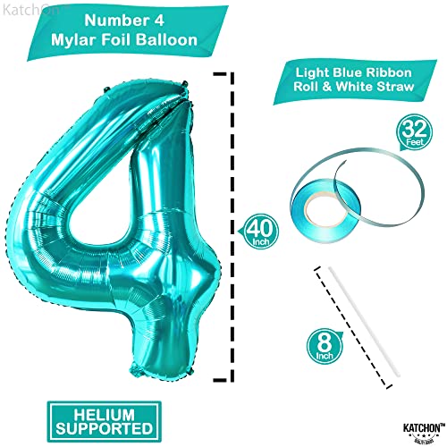 Image of KatchOn Aqua Blue Number 4 Balloon 40 Inch