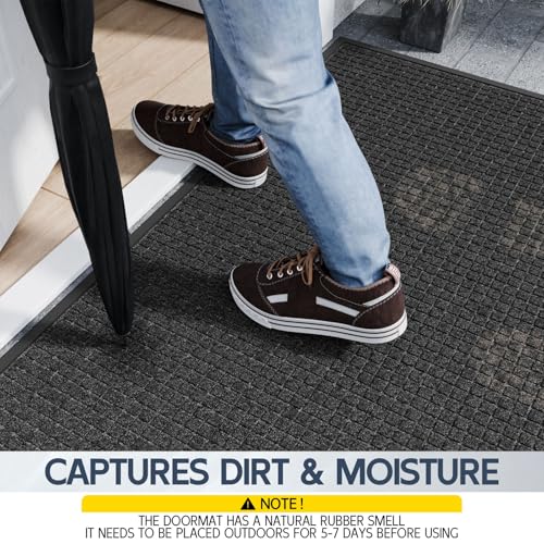 Indoor Outdoor Front Door Mats, 48" x 24" Rubber Backing Non Slip Durable Welcome Floor Mats for Patio, Garage Entrance, Stain and Fade Resistant Commercial Doormats for High Traffic