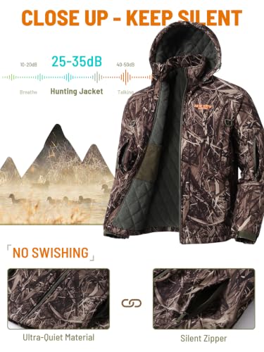 Image of NEW VIEW Insulated Hunting Jacket for Men Cold Weather, Warm Camo Hunting Jackets with Hood, Water Resistant Hunting Clothes