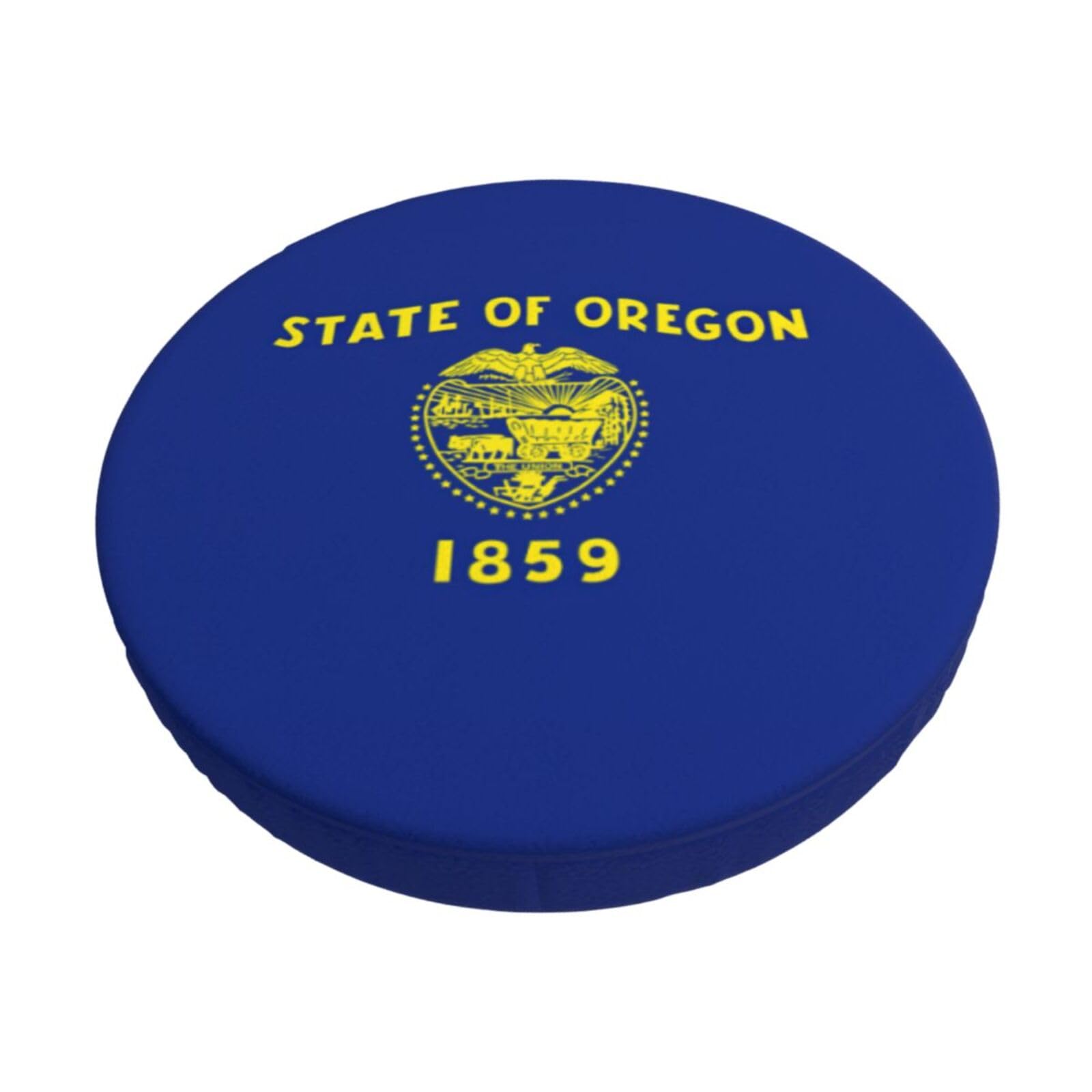 ACVnbm Oregon State Flag Print Round Bar Chair Cushion Cover, Elastic Chair Protector For Kitchen Bar Dining