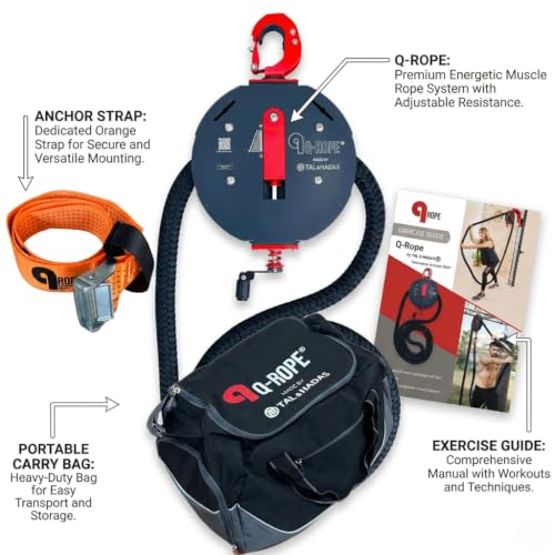 Image of Qrope Endless Rope Trainer Machine - Portable Rope Pull Pulley System - Home Gym Workout Equipment for Strength Training - Infinity Rope for Upper Body and Forearms