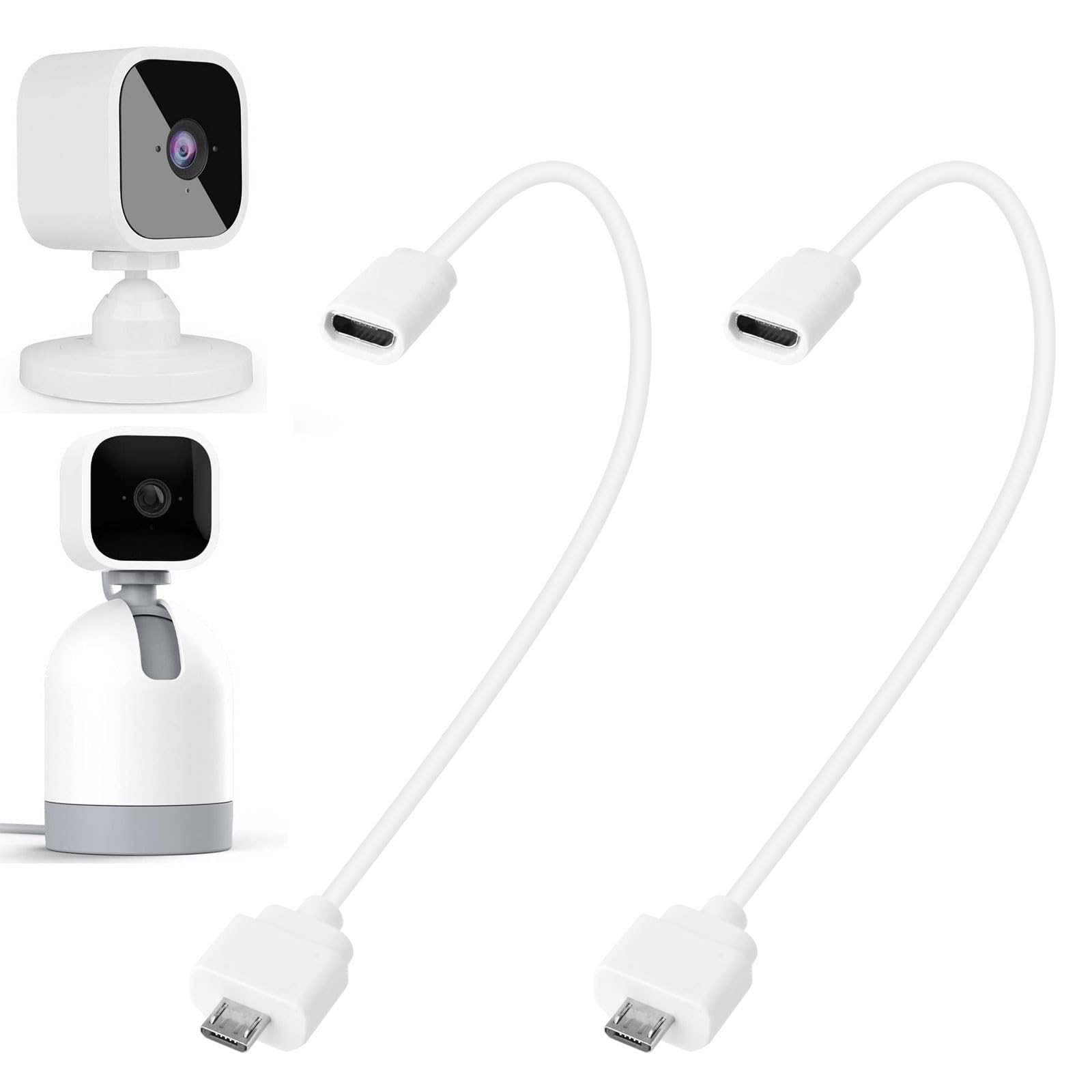 Uogw 2 Pack Converter Cable for Blink Mini/Blink Mini Pan-Tilt Camera,from Universal Mirco USB Convert to Blink Mini Unique Mirco USB,7.8inch Waterproof Power Extension Cable (Not for Blink Mini 2)