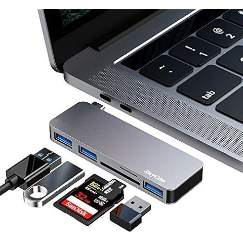 USB C Hub, Type C Hub 5 in 1 MultiPort Adapter with 3* USB 3.0 Ports and SD/TF Card Reader, USB C Adapter Compatible with Macbook, Macbook Pro/Air, Dell XPS, HP Spectre 12/13 and More USB C Devices Cover