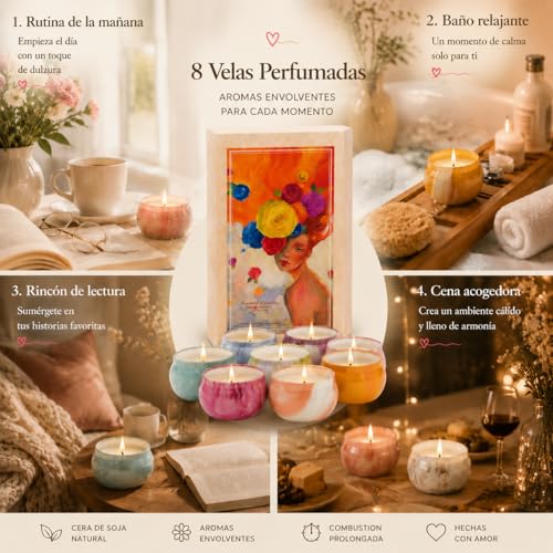 Miniatura 7 de Velas Aromáticas Perfumadas De Regalos Para Mujeres,8 Piezas Juegos De Vela Cera De Soja 100 Natural,Regalo De Día De La Madre,Cumpleaños,Aniversario,San Valentín,Navidad,Boda