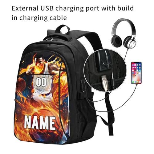 Custom Backpack with Name Personalized Travel Bags Customize for Adults Men Women Camping Casual-Basketball4