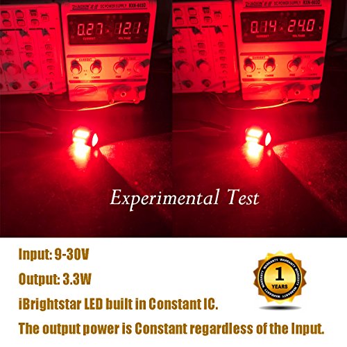 Ibrightstar Newest Extremely Bright 36-Smd 3030 Chipsets 3157 3156 3056 3057 Led Bulbs With Projector Lens Replacement For Tail Brake Lights, Brilliant Red #TOP3