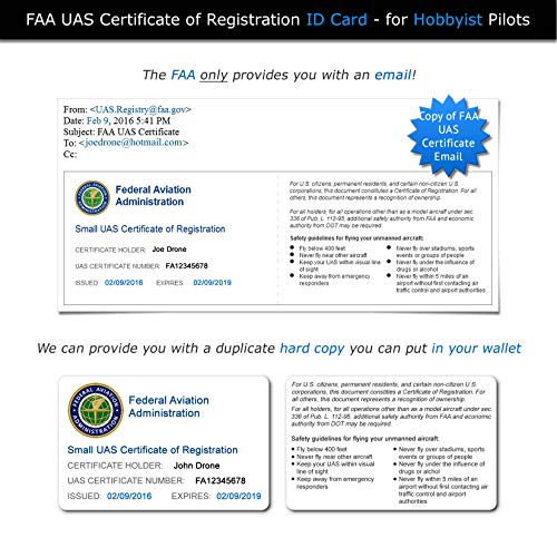 Faa Drone Labels (2 Sets Of 3) + Faa Uas Registration Id Card For Hobbyist Pilots - Optional Battery Labels #TOP4