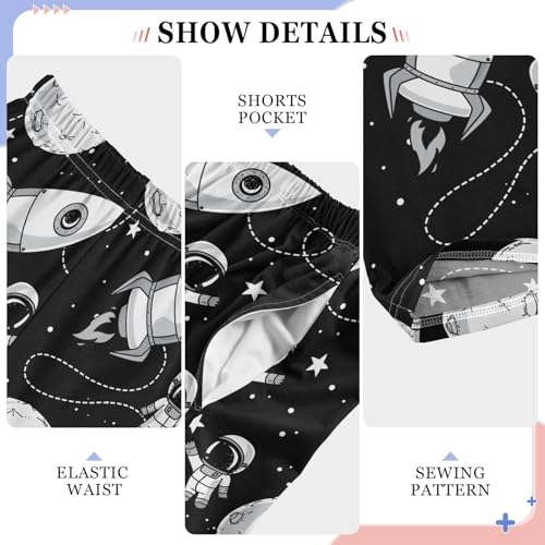 CaTaKu Boys Cute Astronaut Planet Rocket Pants for Boys Girls Wide Leg Sweatpants Kids Long Bottoms with Pockets Size 6-14Y4