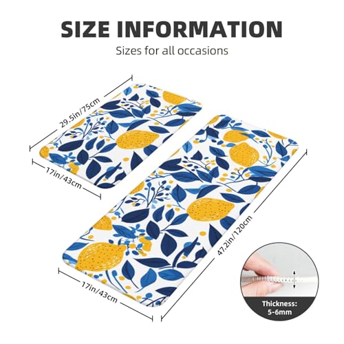 Alfombras de cocina para el suelo con estampado de limones y base acolchada lavable 4
