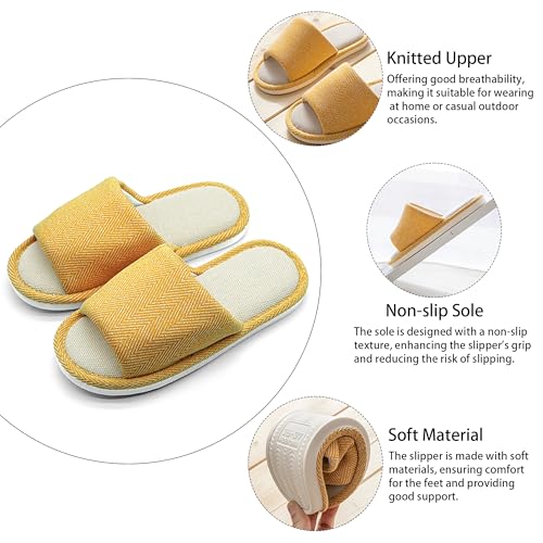 Fabric Indoor And Outdoor Slippers For Women And Men, Non-Slip Memory Foam Open-Toe Home Shoes, Soft Bottom Linen Unisex Washable Cotton Casual2