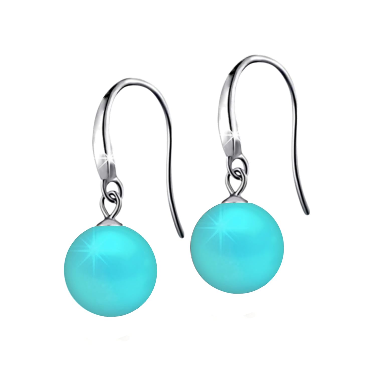SIVYAA Stylish Pearl Drop Dangle Earrings Set | Pure 925 Sterling Silver | High Lustre Turquoise Colour Round Shape Classic Pearls | Gift Item for Women Girls & Girlfriend | 6 Month Warranty (B0CNZGSFJM) Amazon Price History, Amazon Price Tracker