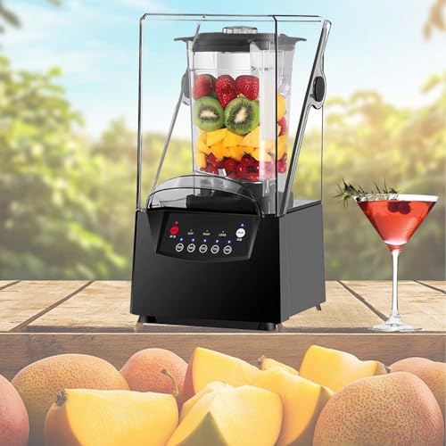 CUTANGELAR Licuadora comercial de 2200 W con caja acústica, 17 000 RPM, 5 velocidades preestablecidas, ideal para preparar batidos y jugos, ideal para bares de jugos y heladerías.