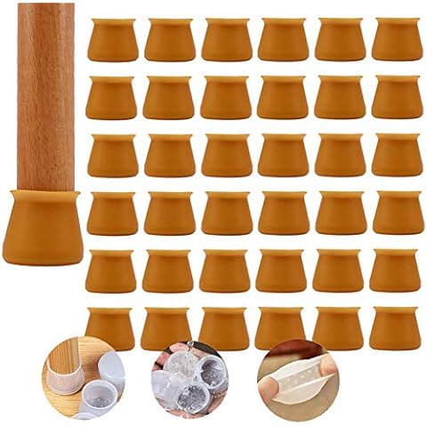 Silicone Chair Leg Protectors,kingkindsun 32PCS,Felt Floor Cups/Castors,Silicone Anti-Slip Round Leg Floor ,Fit Chair Legs Diameter 3cm-4.5cm(Brown) Cover