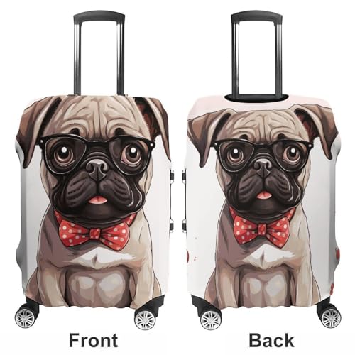 Cute Pug Puppy Travel Luggage Cover Elastic Washable Suitcase Cover Dustproof Anti-Scratch Suitcase Protector Fits 19-32 Inch Luggage, XL3