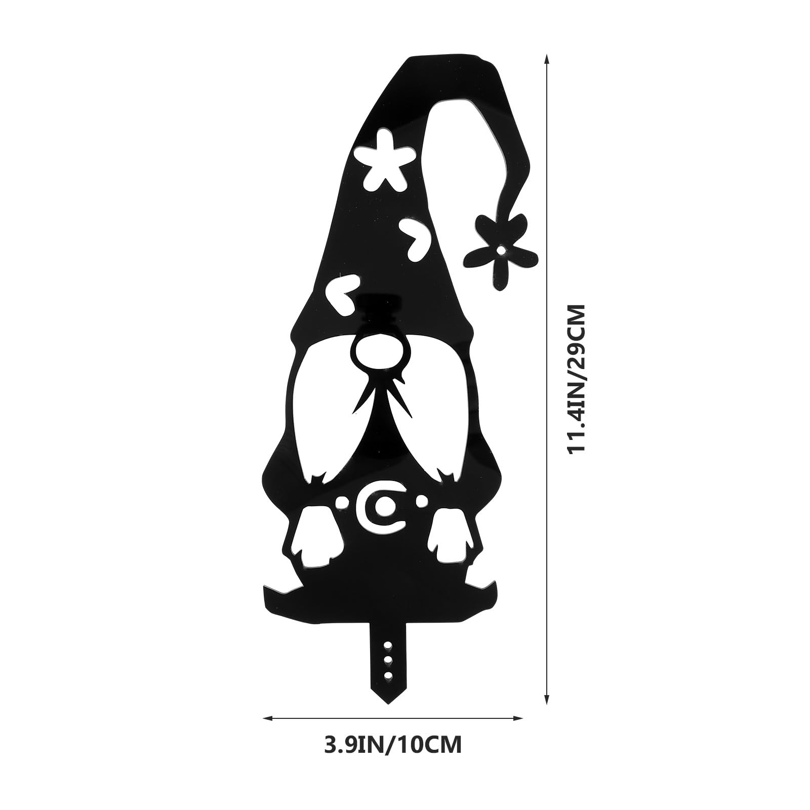 Abaodam 4 Stück Gartenzwerg Gartenstecker aus Langlebigem Acryl Schwarz Gartenornamente für Blumenbeete Terrasse und Hinterhofdekoration