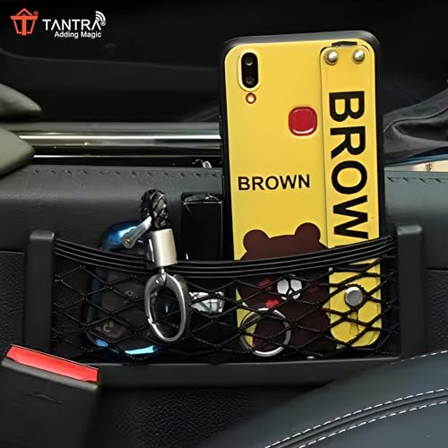 Image of TANTRA Universal Car Seat Side Back Net Storage Bag & Phone Holder Pocket Organizer for Essentials & Snacks