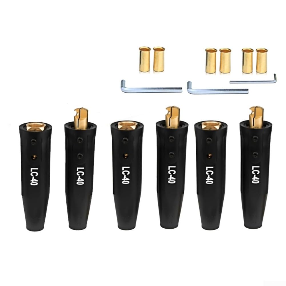 LC-40 - Conector de terminal de cable de soldadura para aplicaciones de alto amperaje, 350 amperios, compatibilidad de cable de 1/0 a 2/0, núcleo de latón mecanizado (3 juegos)