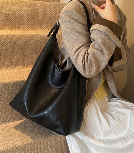 Fashion PU Leather Tote Bag Women Men Stylish Fall Shoulder Bag Inner Zipper Pouch Minimalist Daily Commute Handbag4