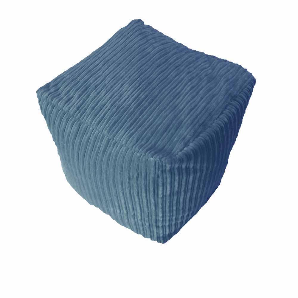 Cube Jumbo Corduroy Beanbag Pouffe Footstool Bean Bag Square Pouffe Cord. Filling Included (Blue, Cube (45 x 45 x 45 cm))
